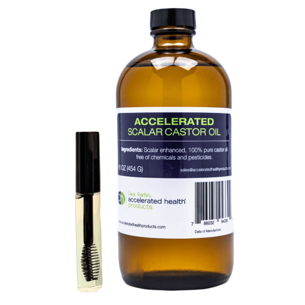 Accelerated Castor Oil Eyelash and Brow Growth Serum with Refillable Applicator Bottle